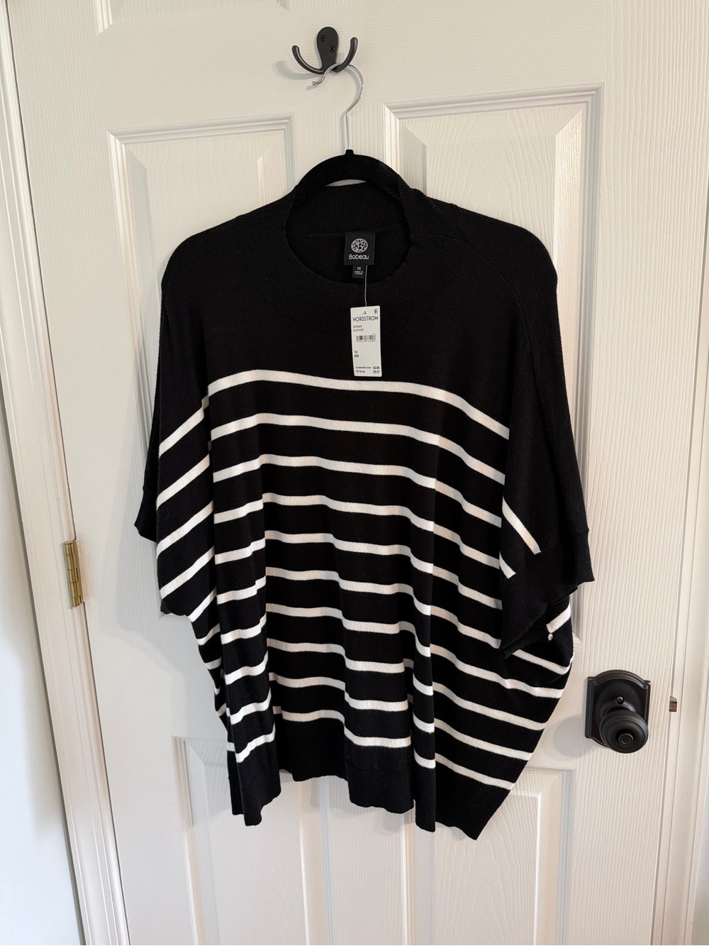 Bobeau Black and White Striped Oversized Sweater - 1X NWT